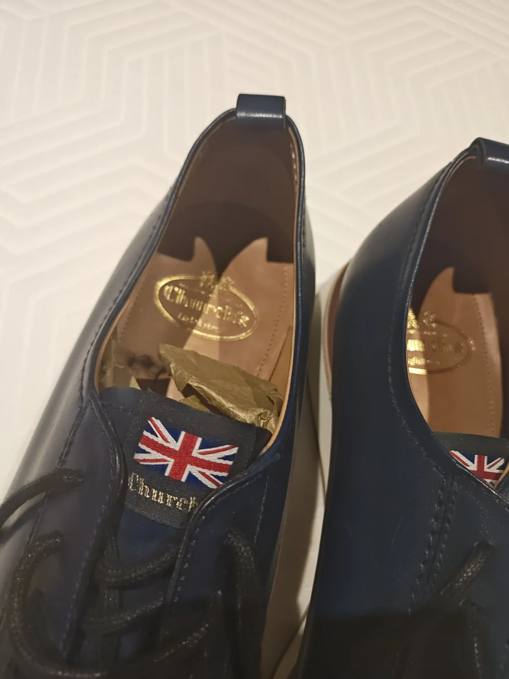 Church's Navy Leather Derby Shoes Size 10.5